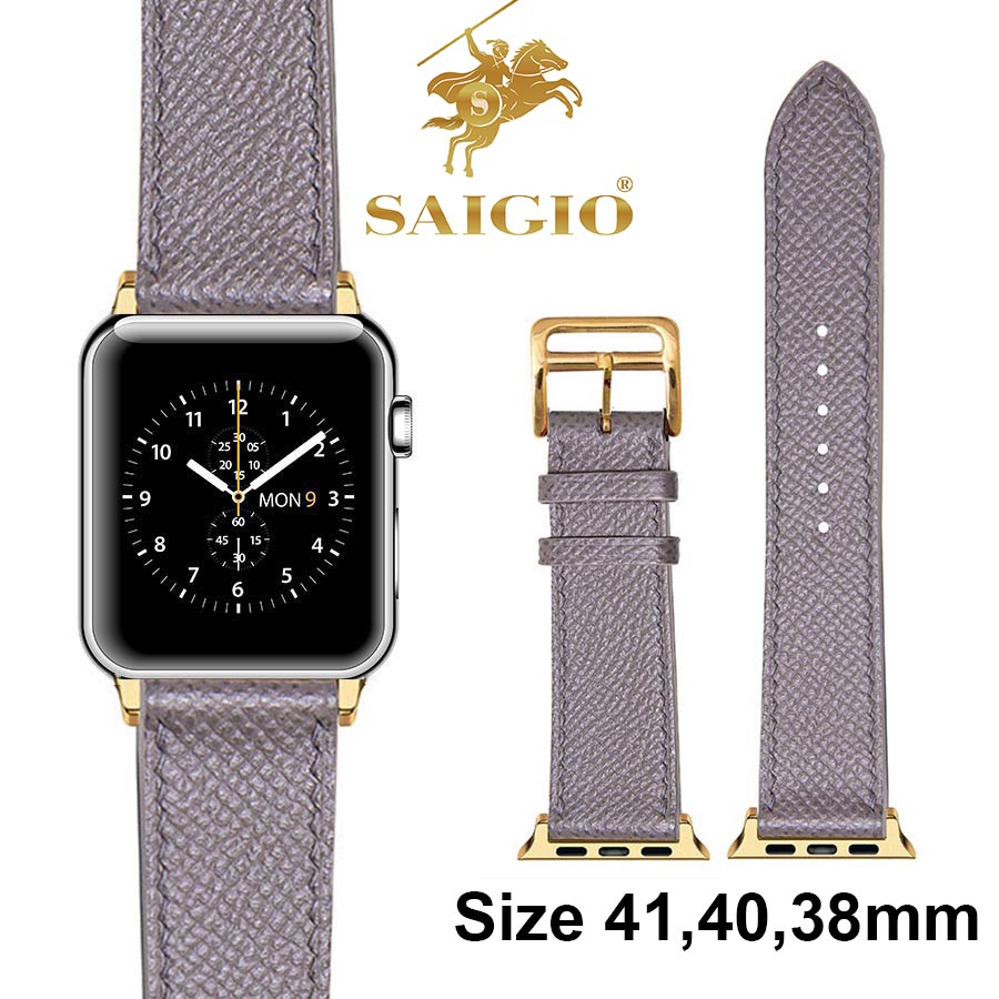 Dây Đồng Hồ Apple Watch 41mm 40mm 38mm, Chất Liệu Da Bê EPSOM Thảo Mộc Cao Cấp, Nhập Khẩu Từ Châu Âu, Dây Đeo Phong Cách Hiện Đại và Sang Trọng, Tương Thích Các Phiên Bản Series 9/8/7/6/5/4/3/2/1/SE/SE2