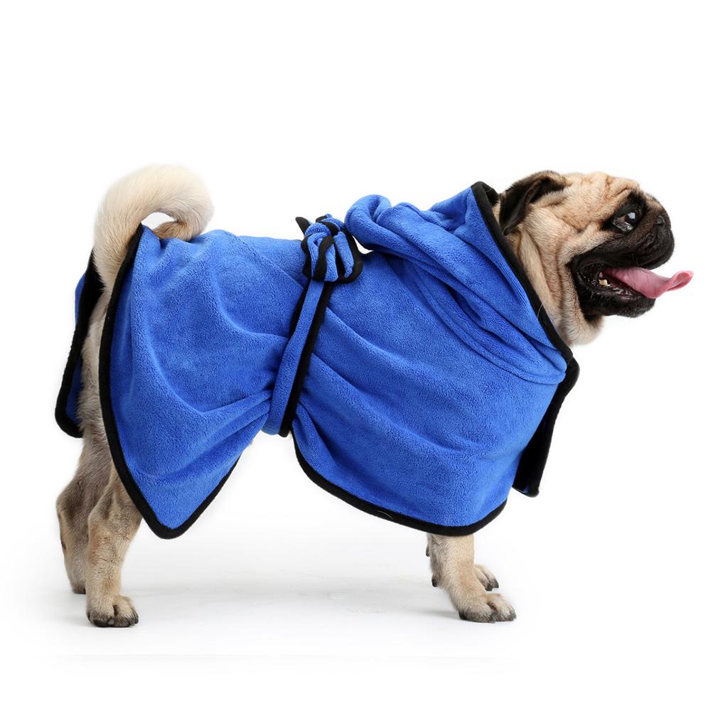 Dog Drying Towel Robe Dog Bathrobe Soft Super Absorbent Blue/Brown