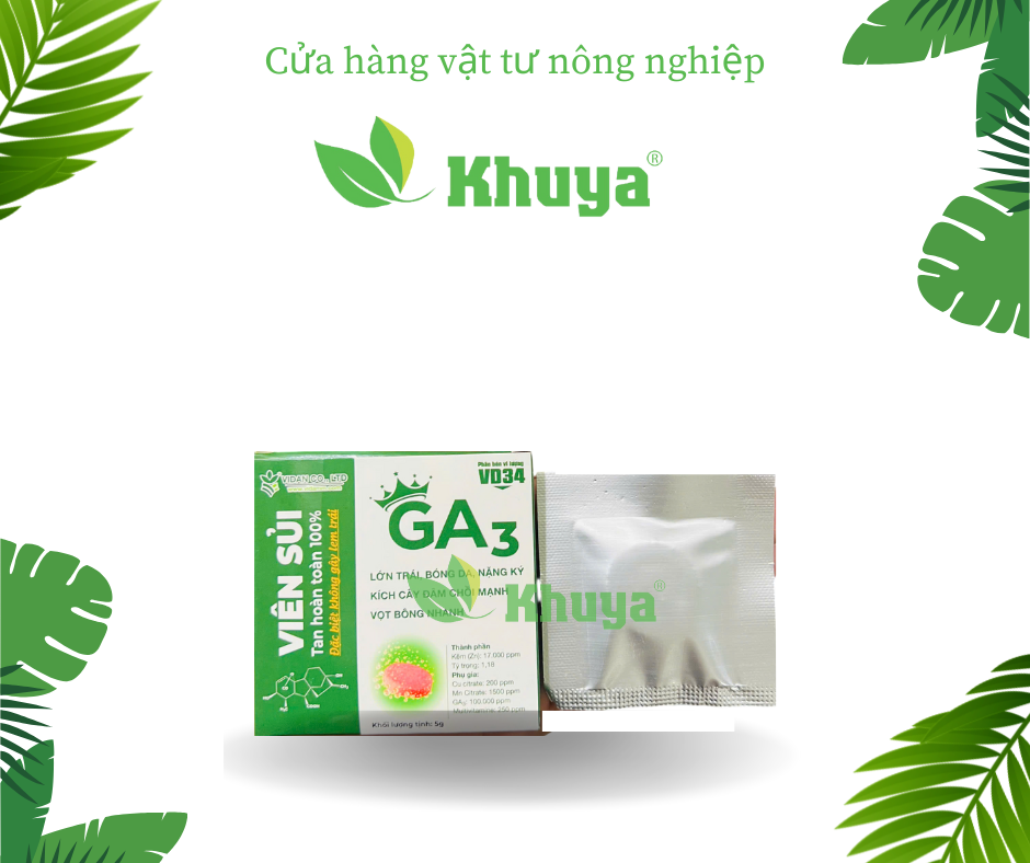 Phân bón Vidan Viên sủi Ga3 hộp 5gr Lớn trái, Kích chồi và Vọt hoa