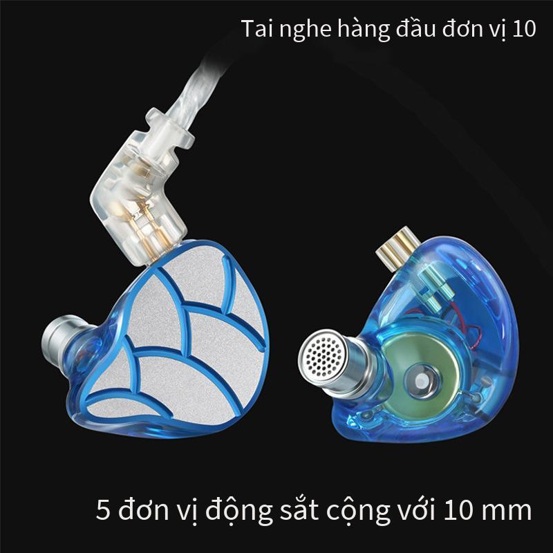 Phong cách mới nhất di chuyển vòng sắt sắt tai nghe bass nặng kim loại có dây thể thao nghe nhạc trong tai Tai nghe phân chia tần số HIFI tai nghe treo tai