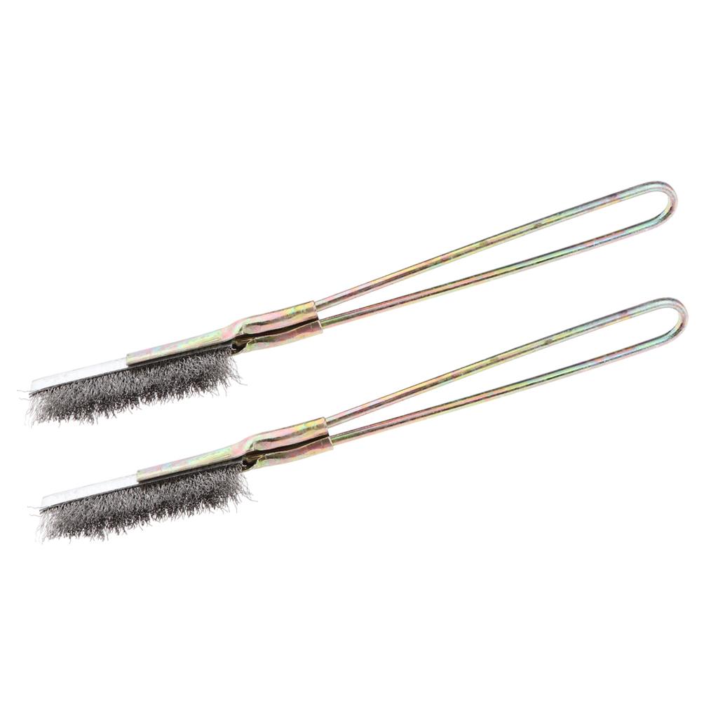 2pcs Stainless Steel Handle Wire Brush for Rust Paint Remover Straight Head