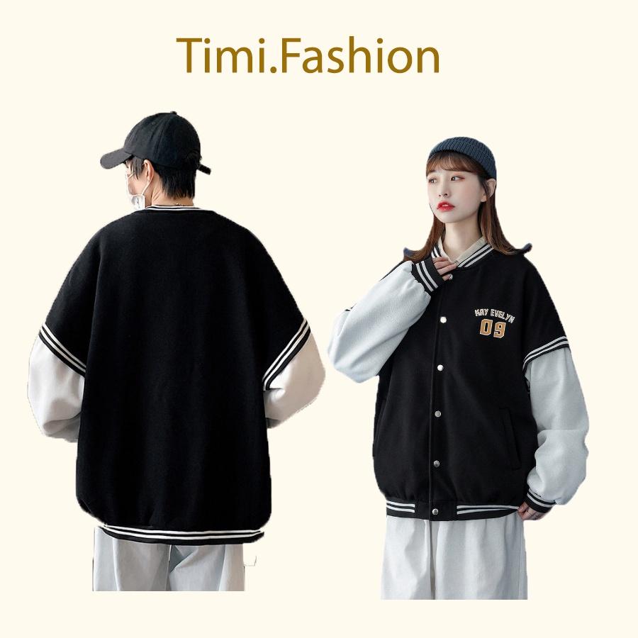 Áo khoác bomber Kay09 Varsity Jacket vải nỉ mịn, áo bomber bóng chày nam nữ unisex form rộng