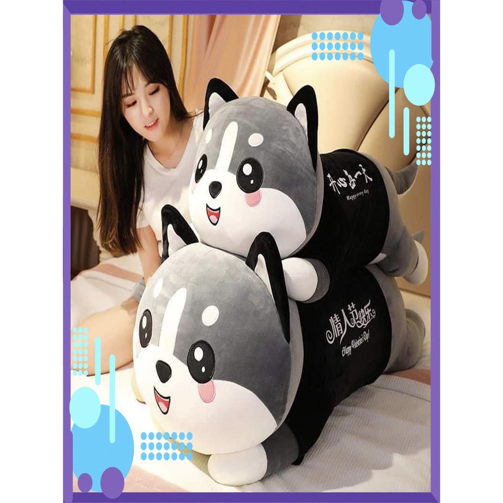 Gấu Bông Mèo Xám Dễ Thương Khổng Lồ Lông Nhung Bông Mềm Mịn - Gấu Bông Husky - GB13