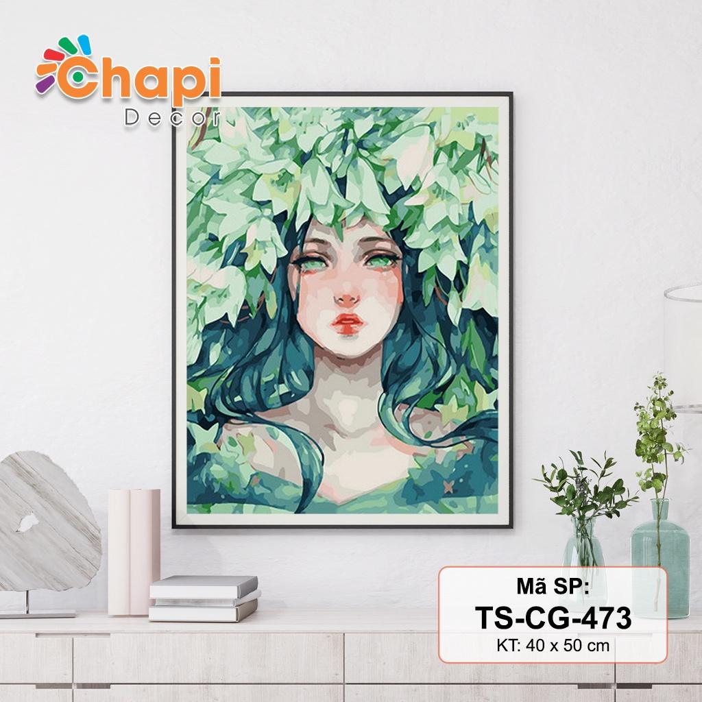 Tranh tô màu theo số Mỹ Nữ, Nàng Thơ size 40x50cm đẵ căng khung| Chapi Decor