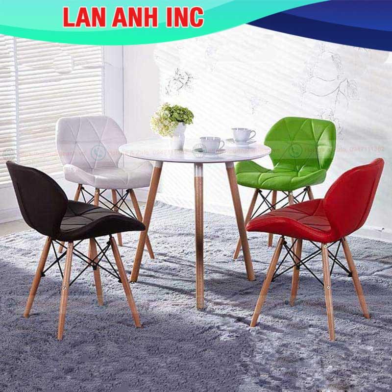 Ghế bàn ăn làm việc trang điểm eames cánh bướm bọc da chân gỗ lưng cao đẹp hiện đại LAG129