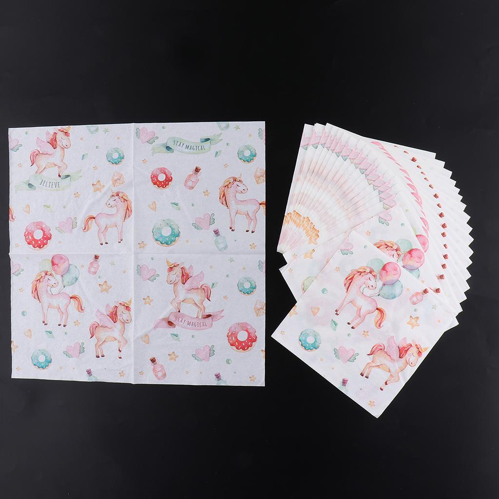 20 Pieces Lovely Magical Paper Napkin Kids Birthday Party Tableware Supply