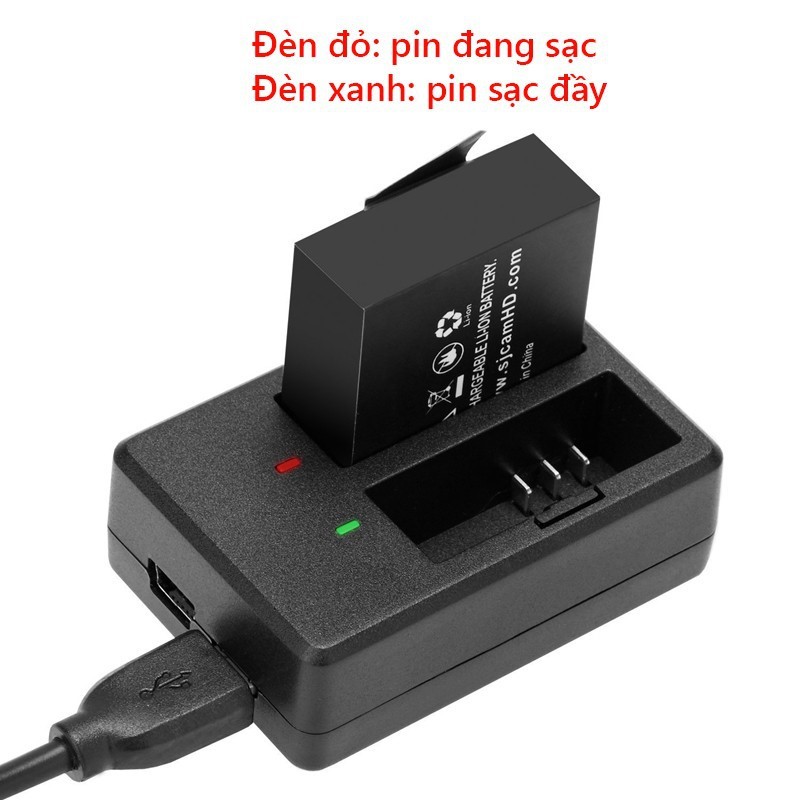 Dock Sạc Pin Đôi Kèm Cáp Cho Camera Hành Trình Sjcam M20 - Hàng Chính Hãng