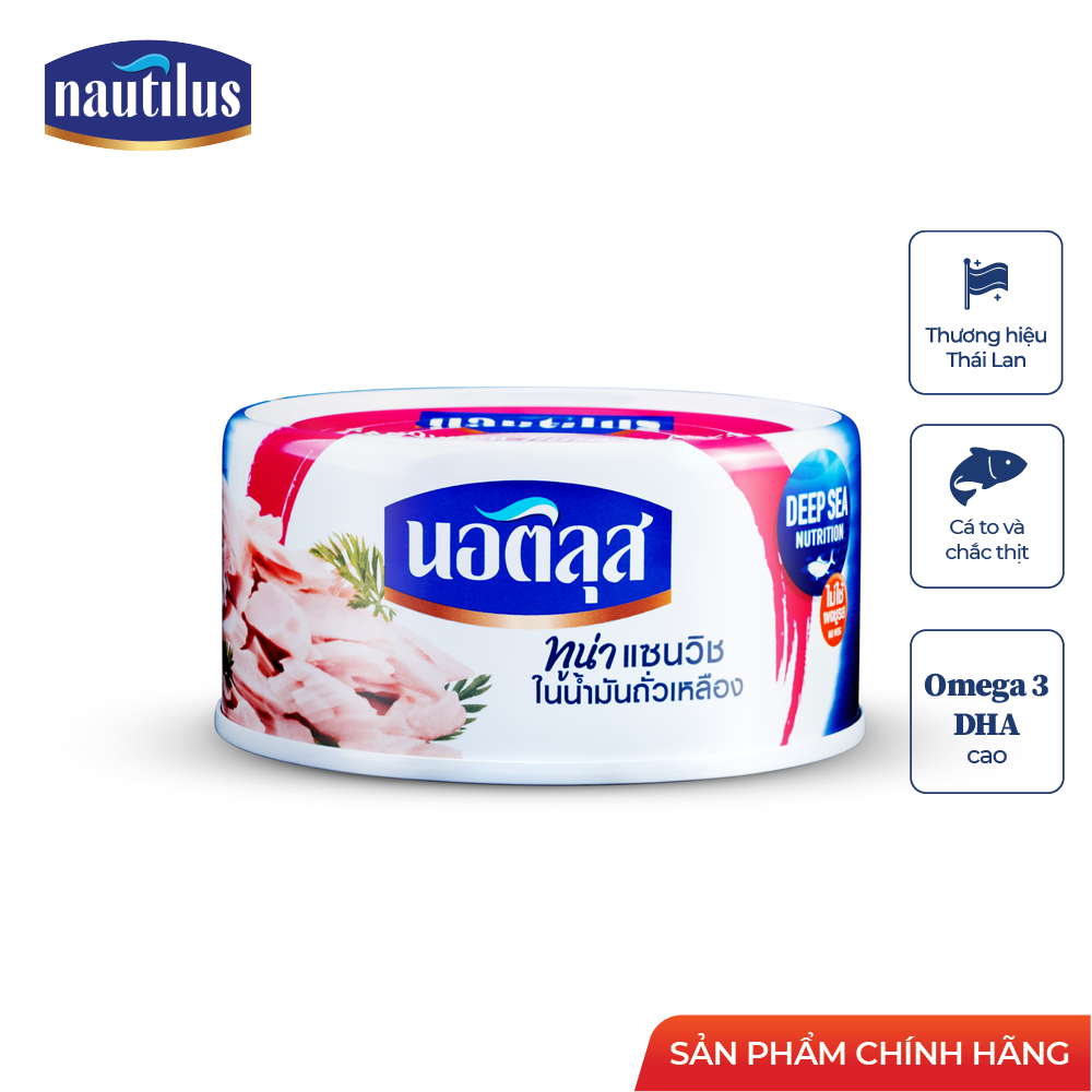 Combo 8 lon Cá Ngừ Nautilus xắt lát ngâm dầu đậu nành (NK Thái Lan)