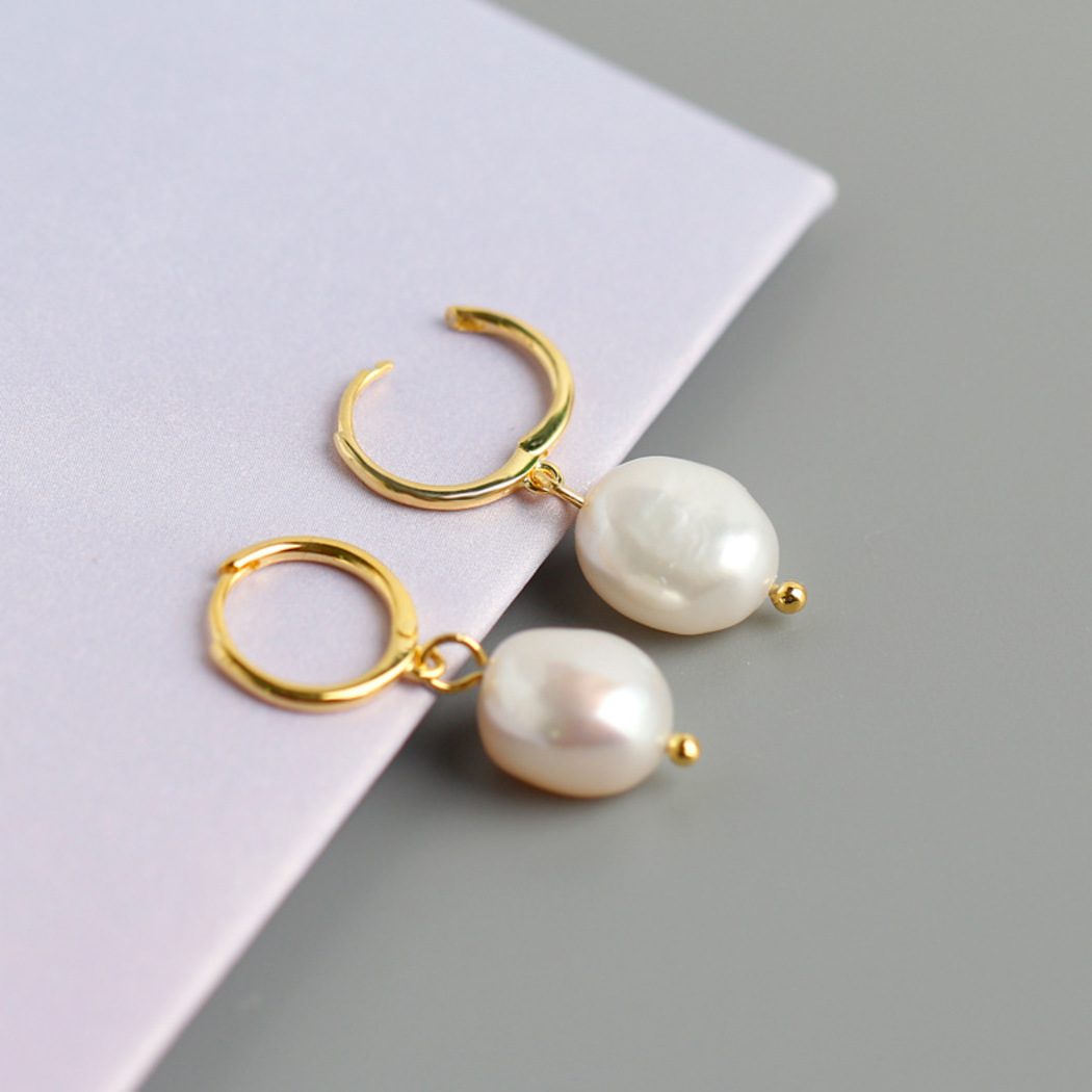 Bông Khuyên Tai Ngọc Trai Nước Ngọt Thiên Nhiên Cao Cấp - Kiểu Móc Baroque - Trang Sức Cô Tấm - ABBY PEARL - CTJ1610