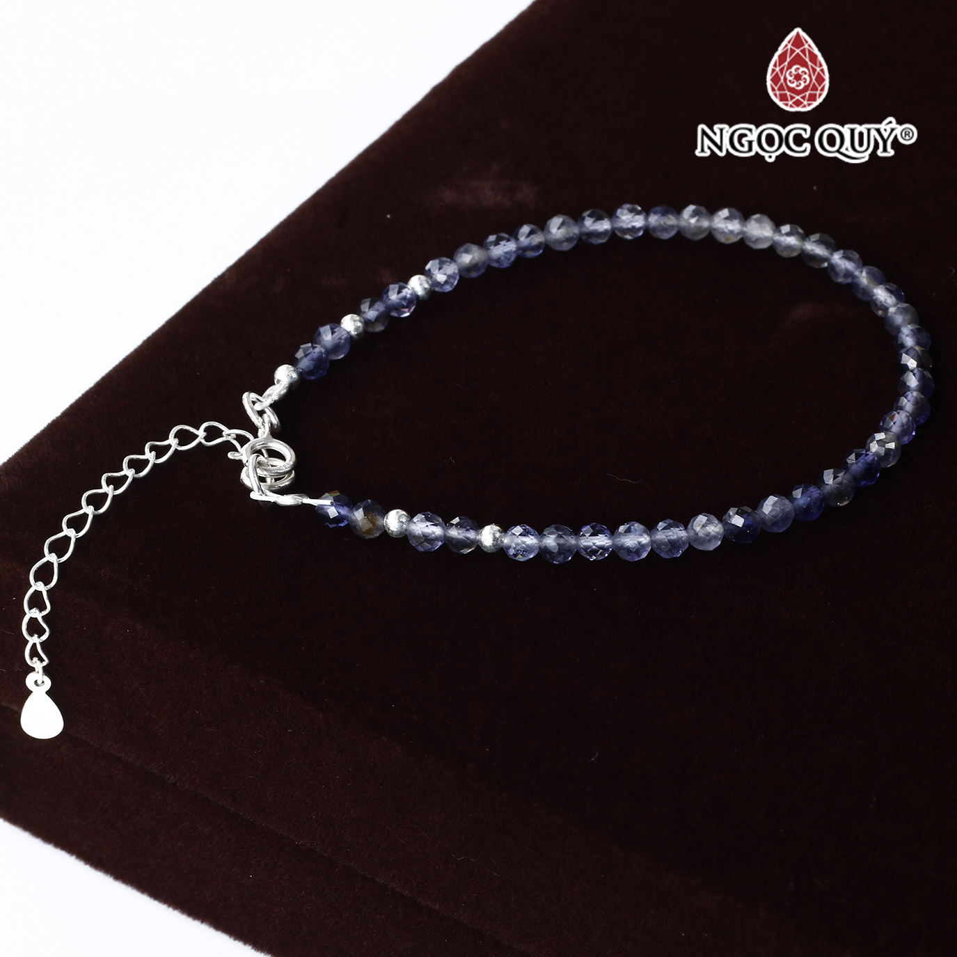 Vòng tay đá sapphire hạt mini khóa bạc thủy, mộc - Ngọc Quý Gemstones