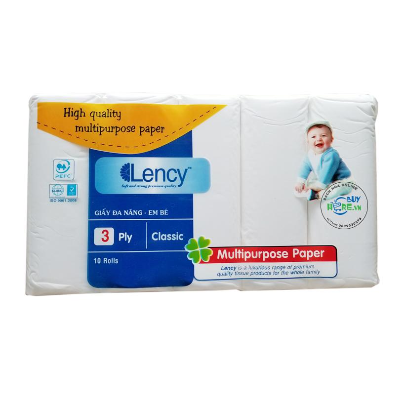 Khăn Giấy đa năng Lency baby 10 cuộn 3 lớp