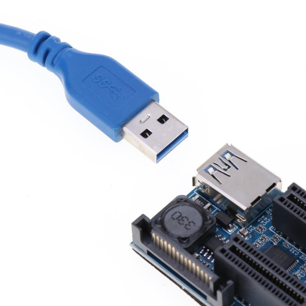 Express -E 1x To Dual 4x Extender Riser Card Adapter USB 3.0 Cable