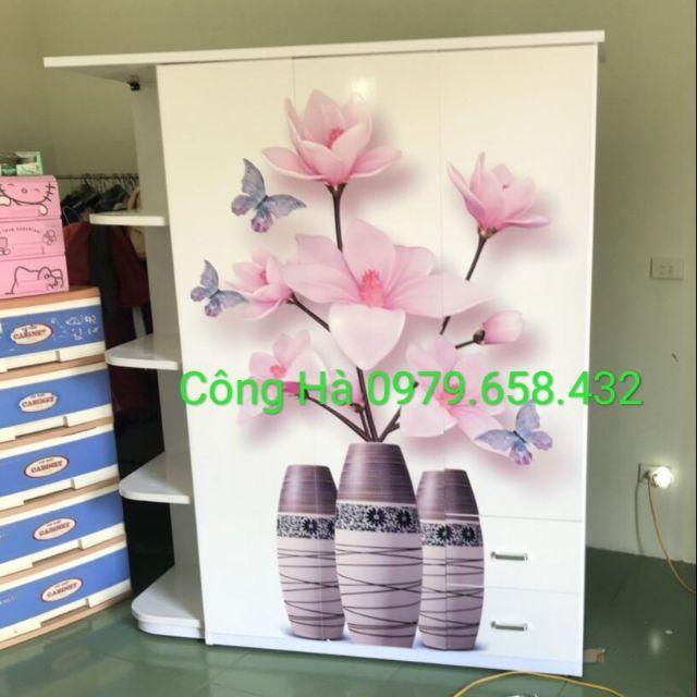 Tủ nhựa đài loan 3 cánh kệ trang trí nhựa in 3d đẹp mắt