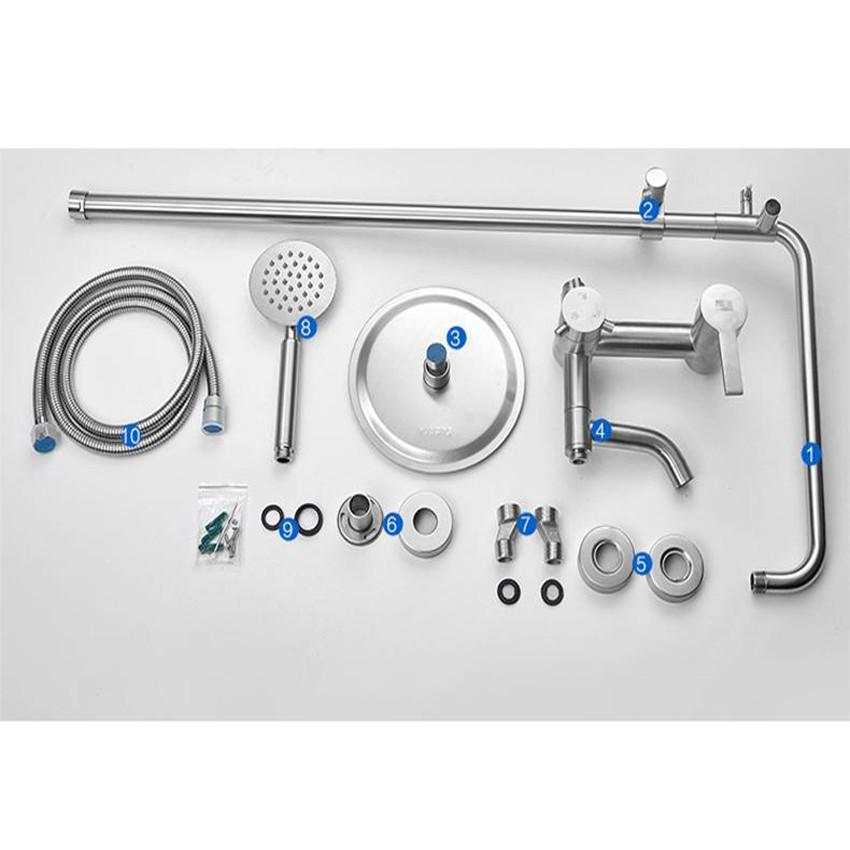 Bộ sen cây tắm đứng nóng lạnh OS802 tay sen tròn chất liệu Inox 304
