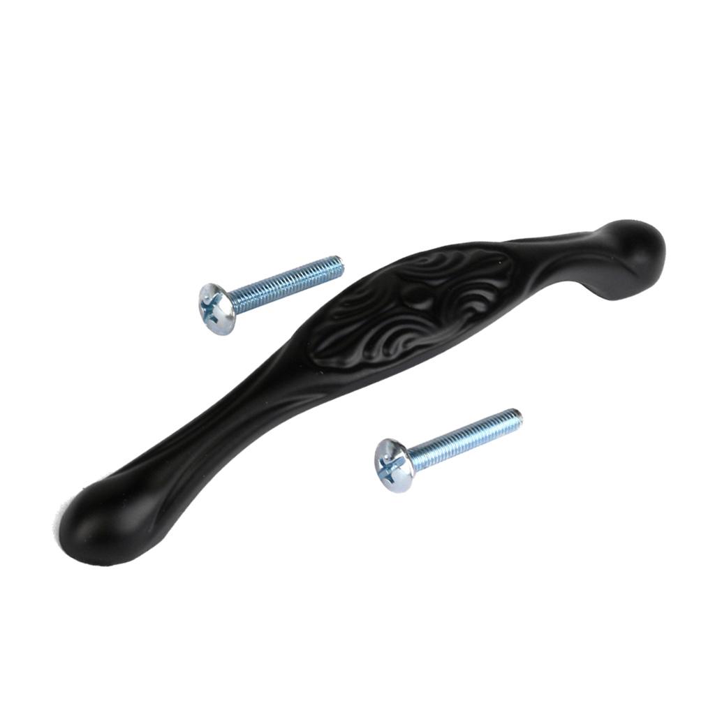 12.3 x 1.7cm Cabinet Door Drawer Bin Handle Pull Knob Hardware Black
