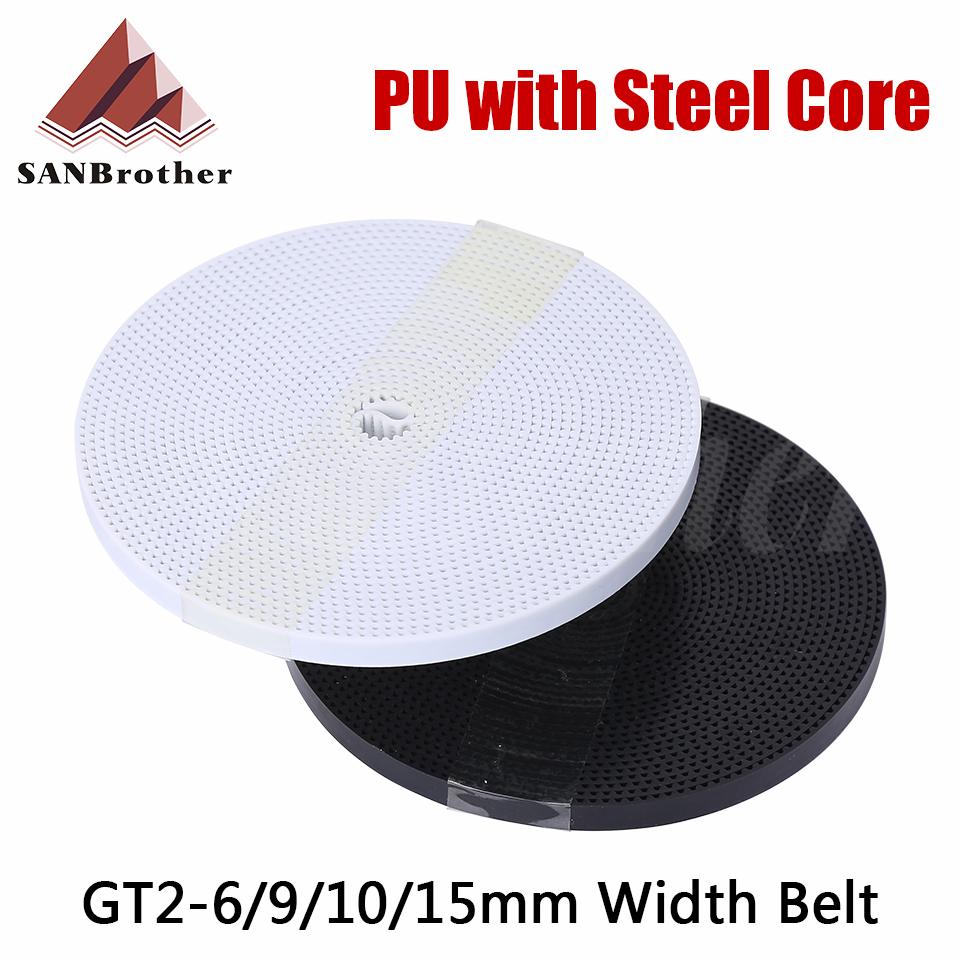 2/5Meter GT2-6mm mở vành đai thời gian mở rộng 6 mm 9 mm 10 mm GT2 Belt PU với vành đai cốt lõi thép