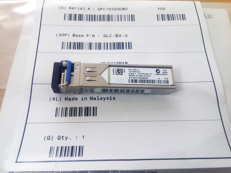 Module quang Cisco GLC-BX-U 1000BASE-BX, Single Mode, 1310TX 1490RX, Single LC 10KM - Hàng nhập khẩu