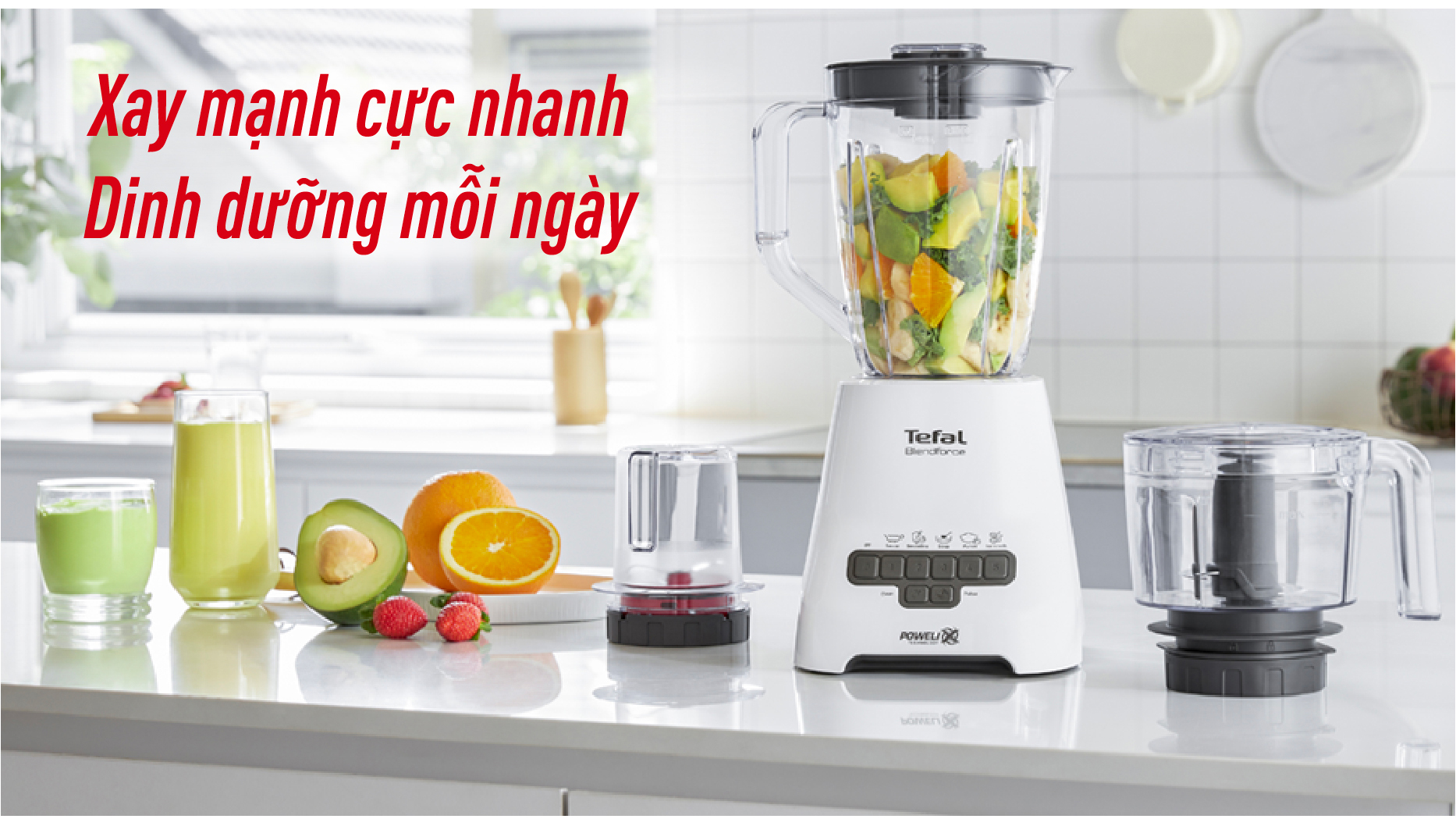 Máy xay sinh tố, xay thịt, xay thực phẩm Tefal BL47YB66, 800W, 2L - Hàng chính hãng