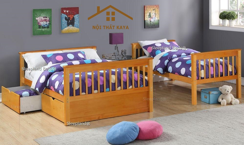 Giường 2 Tầng Xuất Khẩu GT228 – Nâu