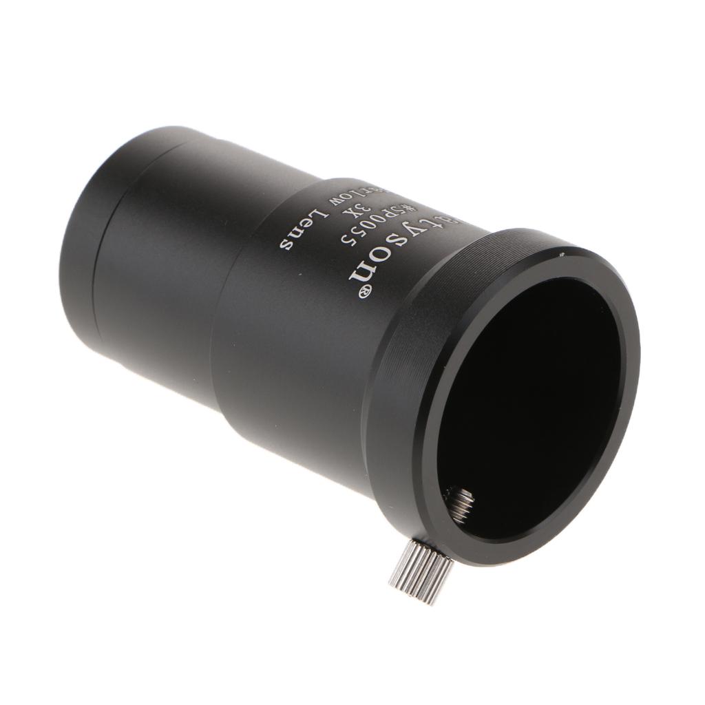 1.25" 3X Magnification Barlow Lens Metal Design for Telescope Eyepiece Black