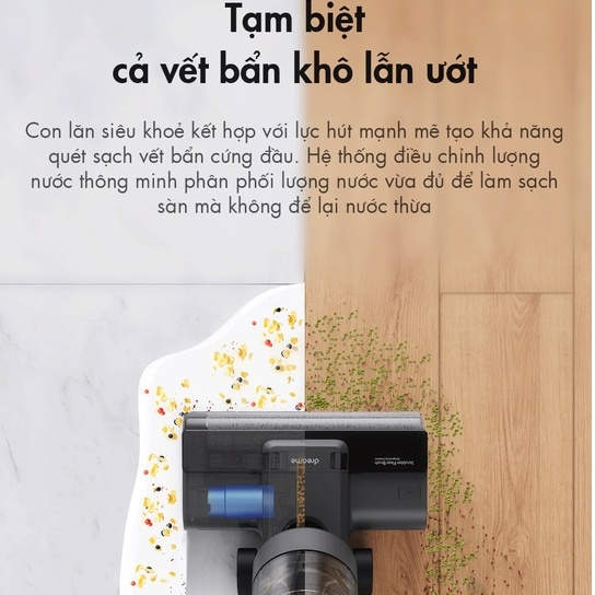 Máy Hút Bụi Lau Nhà Cầm Tay DREAME H12, Cảm Biến Báo Vết Bẩn, Vệ Sinh Con Lăn Tự Động, Công Suất 100W Áp Suất 10,000 Pa - Hàng Chính Hãng