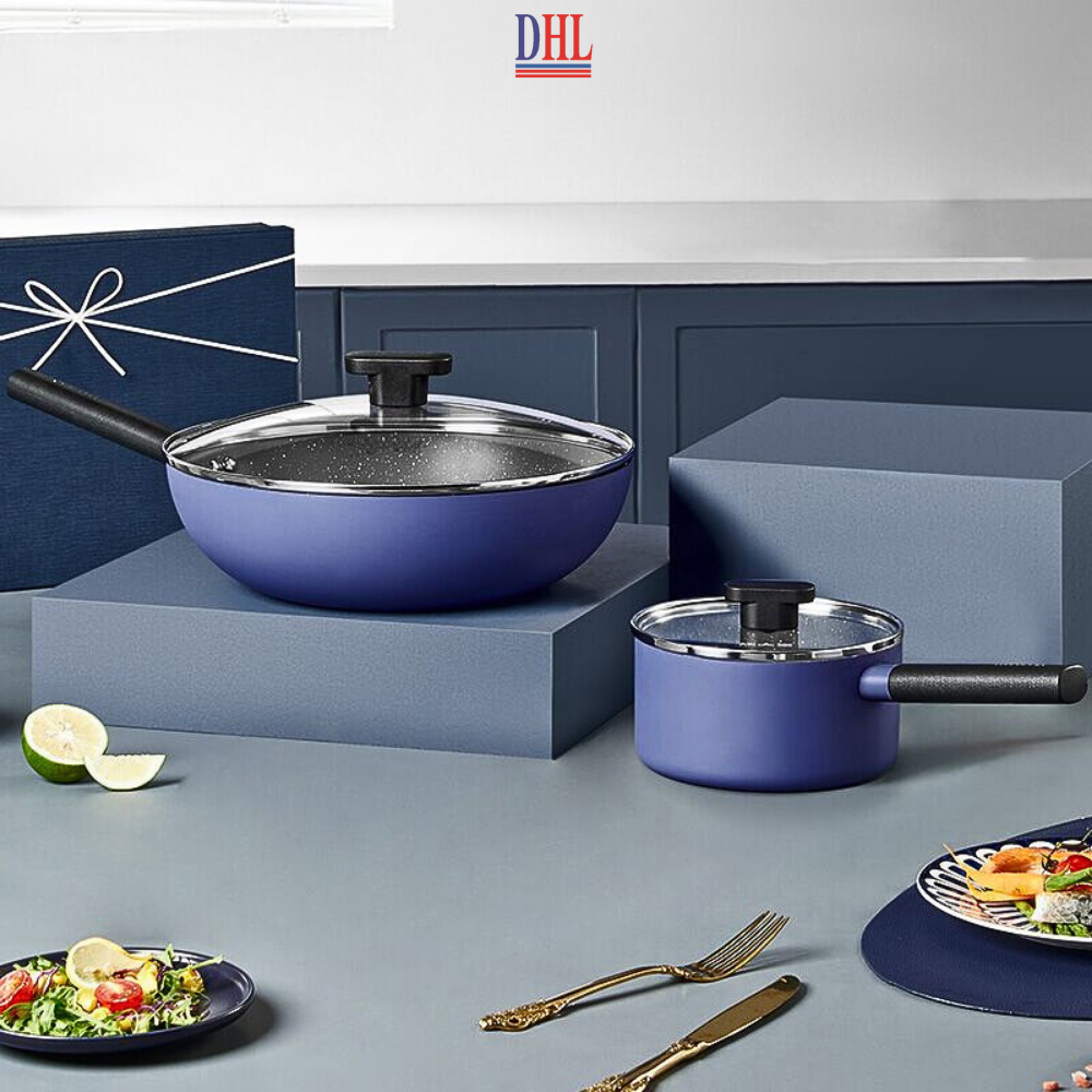 Bộ nồi chảo chông dính 4 món vân đá cao cấp hàn quốc Cooker King siêu bền- Hàng chính hãng