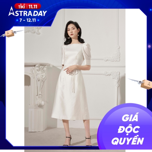 Đầm A cổ thuyền nữ dáng dài vải modal cao cấp White Ant