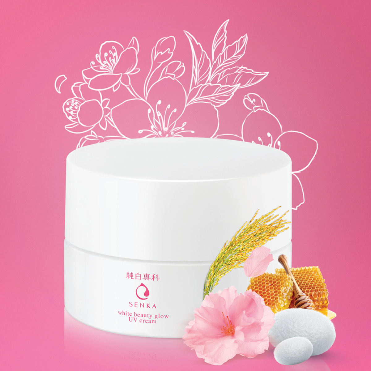 Kem dưỡng trắng da ban ngày/ban đêm Senka White Beauty Glow UV/Gel Cream tặng Mặt nạ dưỡng da The Faceshop Real Nature (1 miếng)