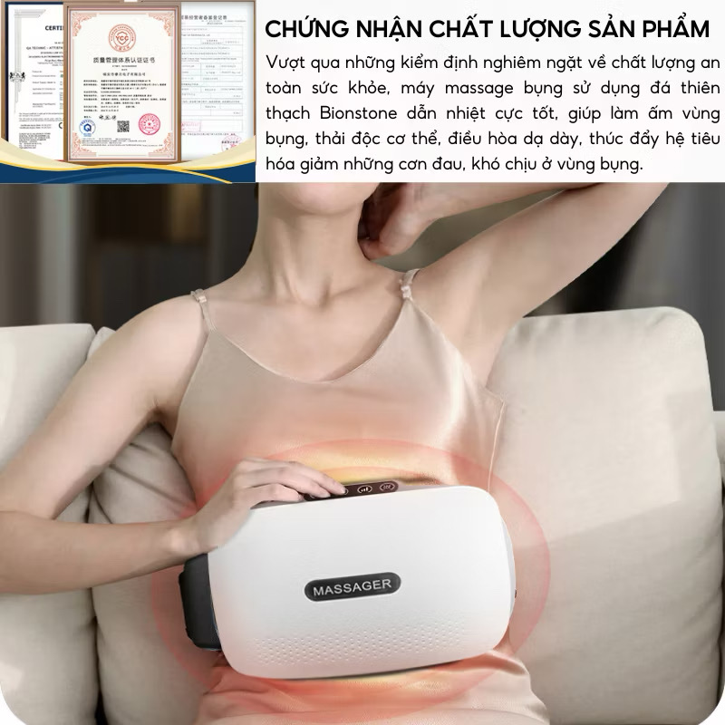 Máy Massage Bụng tan Mỡ, Đai Massage Đánh Tan Mỡ Bụng Cao Cấp Có Đèn Hồng Ngoại Tích Hợp Đá Nóng Hymalaya Giúp tan Mỡ