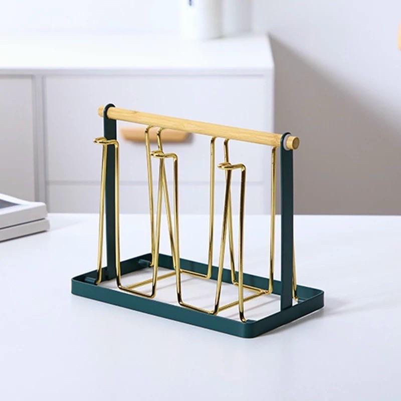 Khay cắm cốc,giá úp cốc sơn tĩnh điện màu xanh chân vàng hàng nhập khẩu