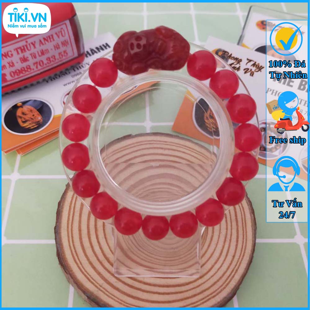 Vòng tay phong thủy nam nữ - Vòng đá mã não đỏ tỳ hưu đá - Vòng phong thủy cho người mệnh hỏa thổ