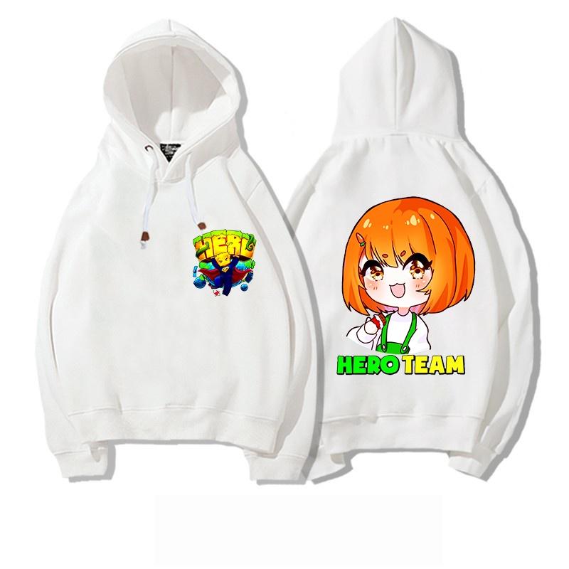 Áo khoác hoodie in hình hero team màu trắng cực chất bé trai bé gái đều mê hình in đẹp chất áo mát