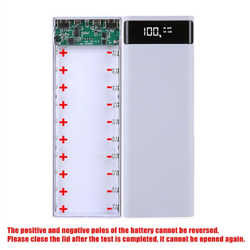 1 Pc Dual USB LCD Power Bank Shell Vỏ pin 10x18650 Hộp bên ngoài di động không có pin Bộ bảo vệ Powerbank Màu sắc: Đen