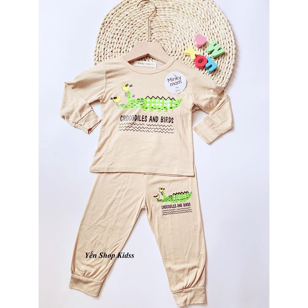 Bộ Dài Tay Minky Mom Chất Thun Lạnh Họa Tiết Thỏ Xe Đạp_Gấu Má Hồng Dễ Thương Cho Bé (Size 6_19kg)(SP001206