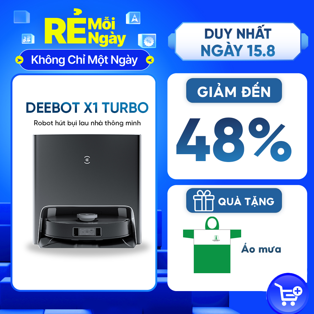 Robot hút bụi Deebot X1 Turbo_Bản Quốc Tế _Tự động giặt khăn lau_Lực hút 5000Pa_Hàng Chính Hãng