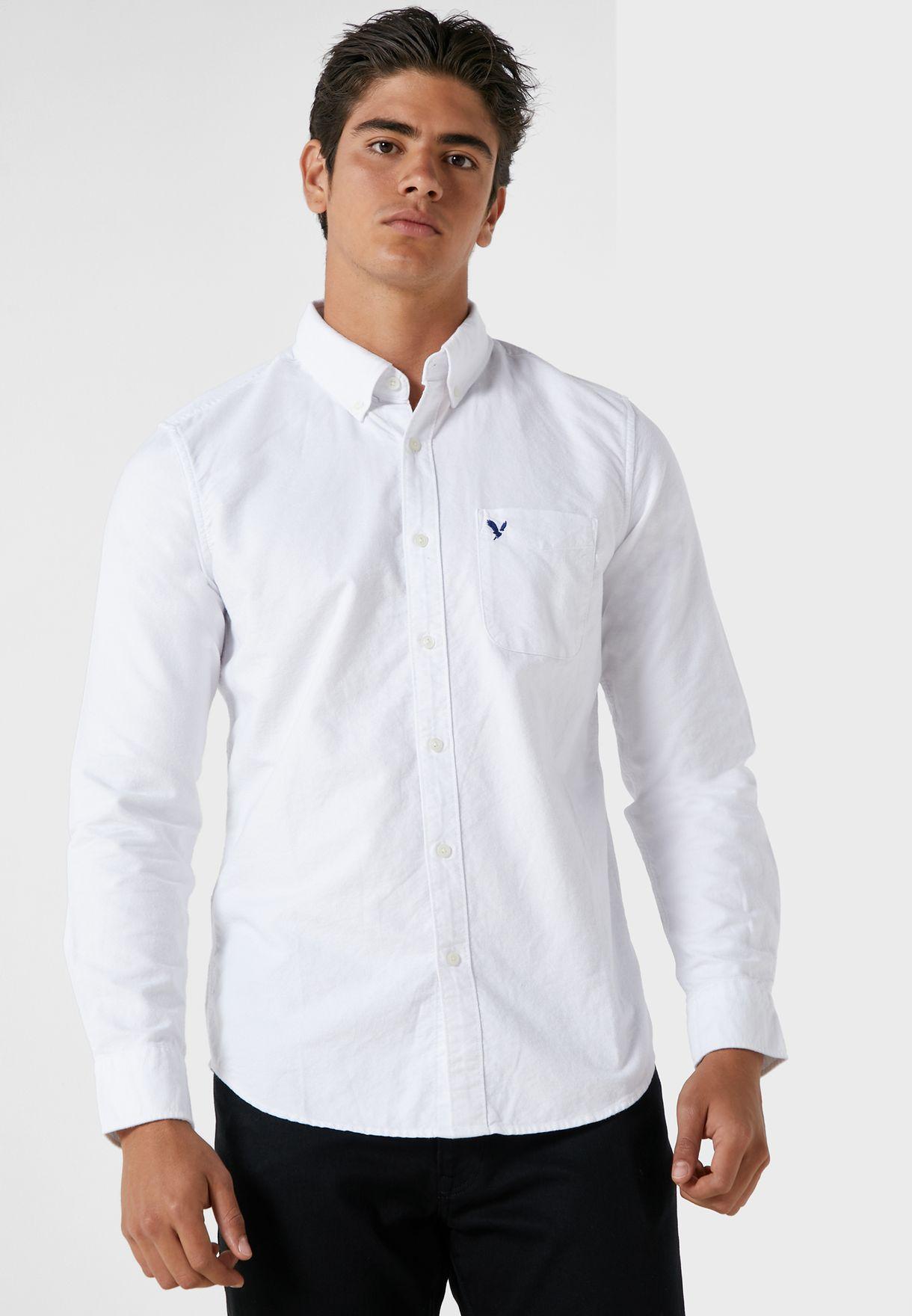 Áo Sơ Mi Nam AE Logo Slim Fit Oxford Shirt Button Down - Size L