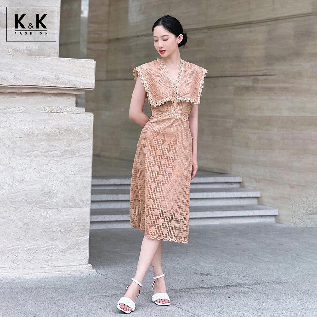 Đầm Ren Chữ A Cổ Sen K&amp;K Fashion KK130-34 Chất Liệu Ren Hàn