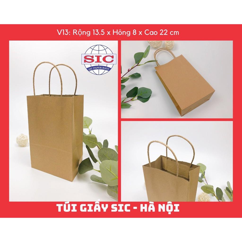 10 CHIẾC TÚI GIẤY KRAFT V13: 13.5x8x22 CÓ QUAI