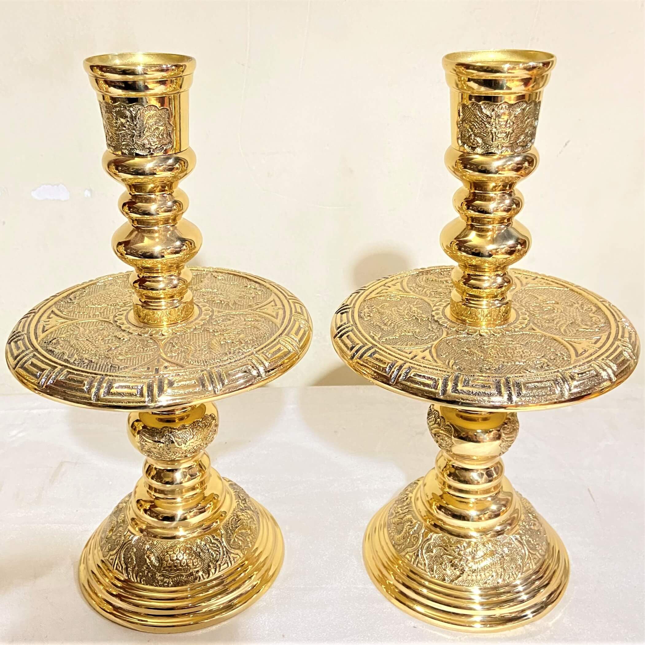 Bộ Tam Sự Đỉnh Tròn Bằng Đồng Cao 30cm