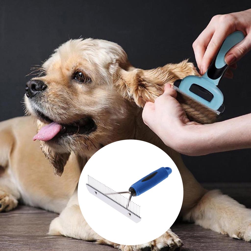 Dog Cat Hair Comb Pet Fur Knot Remove Rake Shedding Grooming Brush Blue