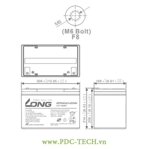 Ắc Quy Long 12V 100Ah – WPL100-12RN - (PDC-TECH)