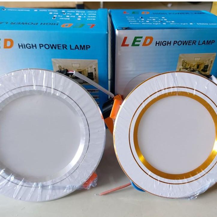 Đèn Âm Trần 9W 3 Chế Độ/ Viền Vàng/Viền Bạc, Đèn Led Trang Trí Trần Thạch Cao