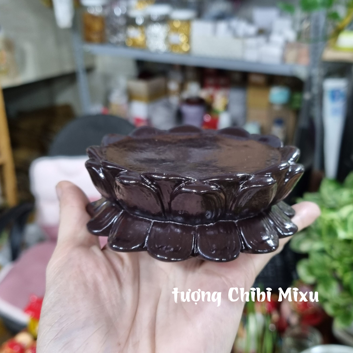Chân đế phật đài sen ngang 9.5cm x cao 3.5cm