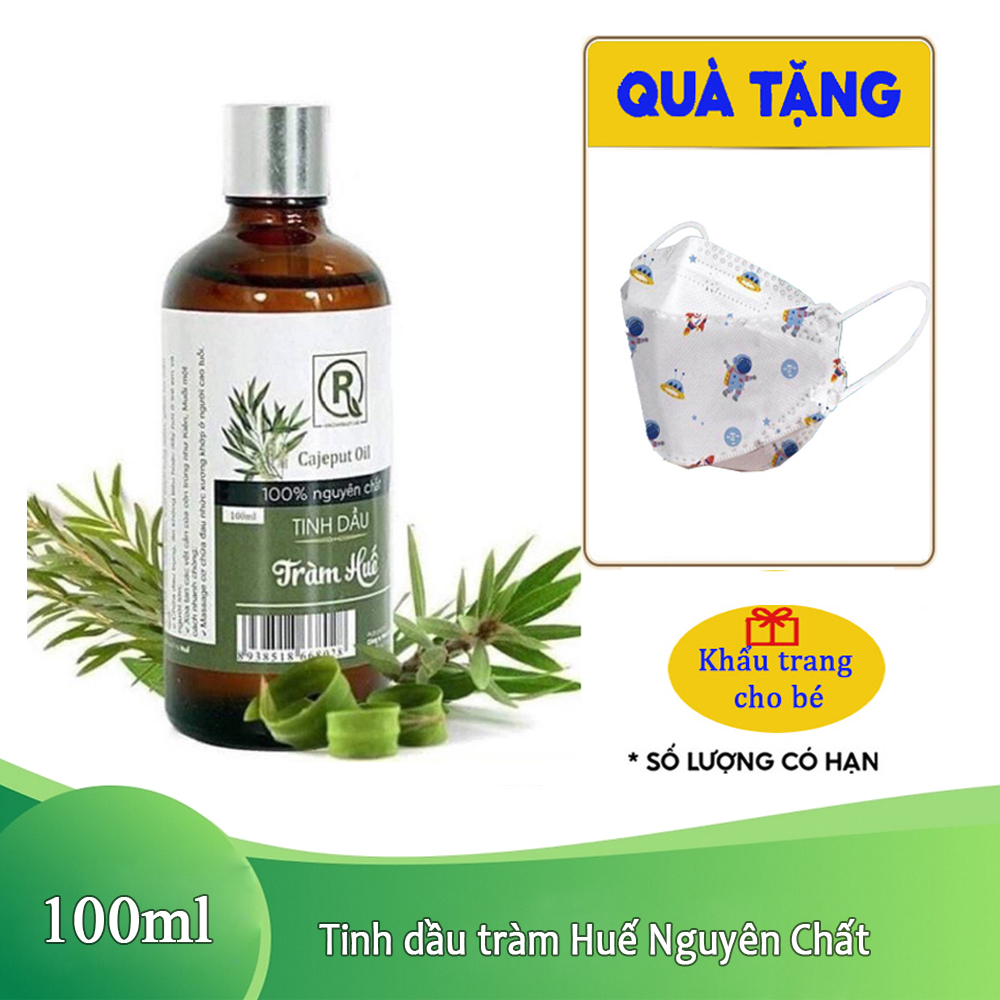 Tinh dầu tràm Huế 100% nguyên chất loại 1 HỒNG TÂM 100ml xông phòng, đuổi muỗi, giữ ấm cơ thể tặng kèm khẩu trang cho bé