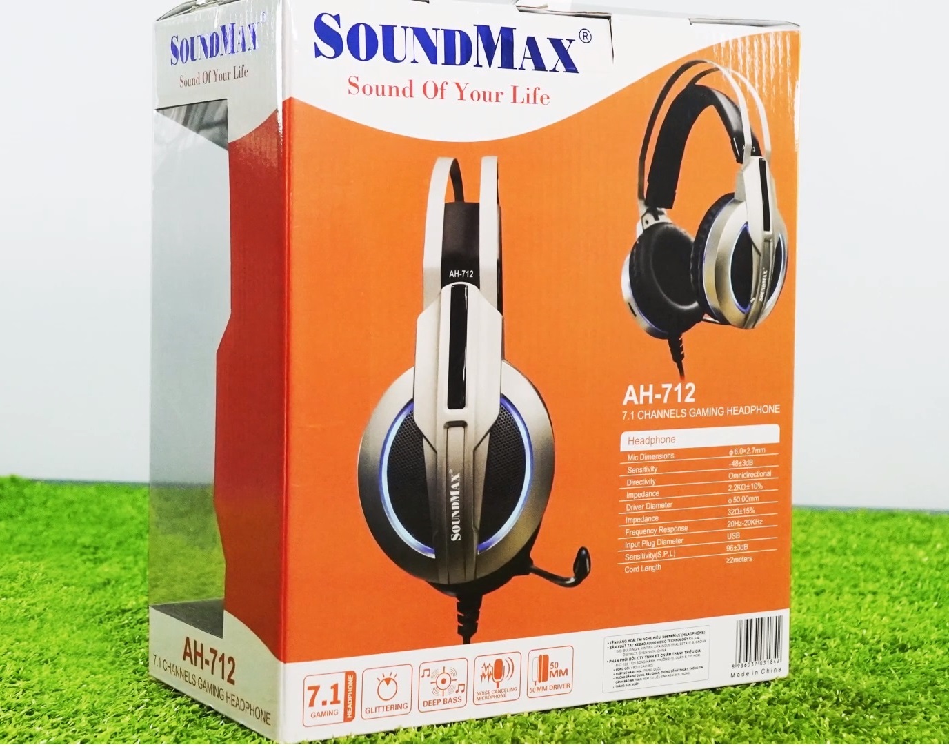 Tai nghe gaming chụp tai 1 chân cắm USB âm thanh vòm 7.1 SOUNDMAX AH-712 - Hàng chính hãng