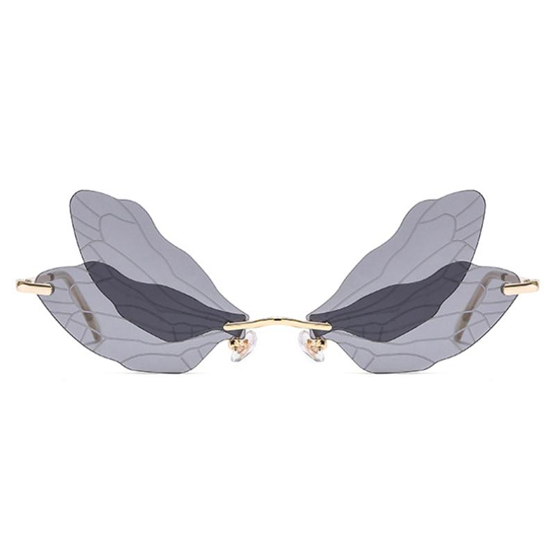 Kính râm cổ điển Butterfly Rimless Dragonfly Wing Kính râm Phụ nữ Clear Ocean Lens Kính mắt Đàn ông Kính mặt trời SHADES UV400 Color: 08