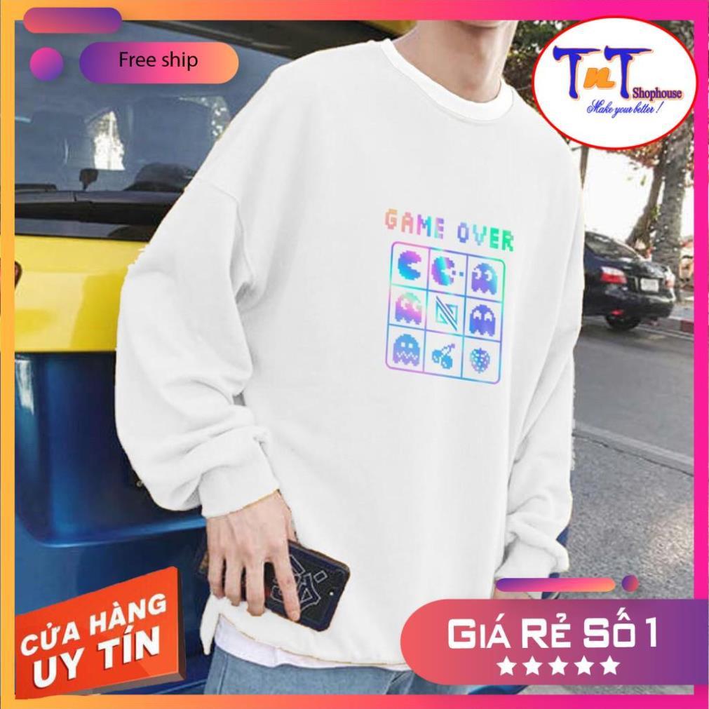 AS22 Áo Sweater Game Over Phản Quang Áo Nỉ Dài Tay Unisex Nam Nữ thời trang cao cấp sinh viên học sinh