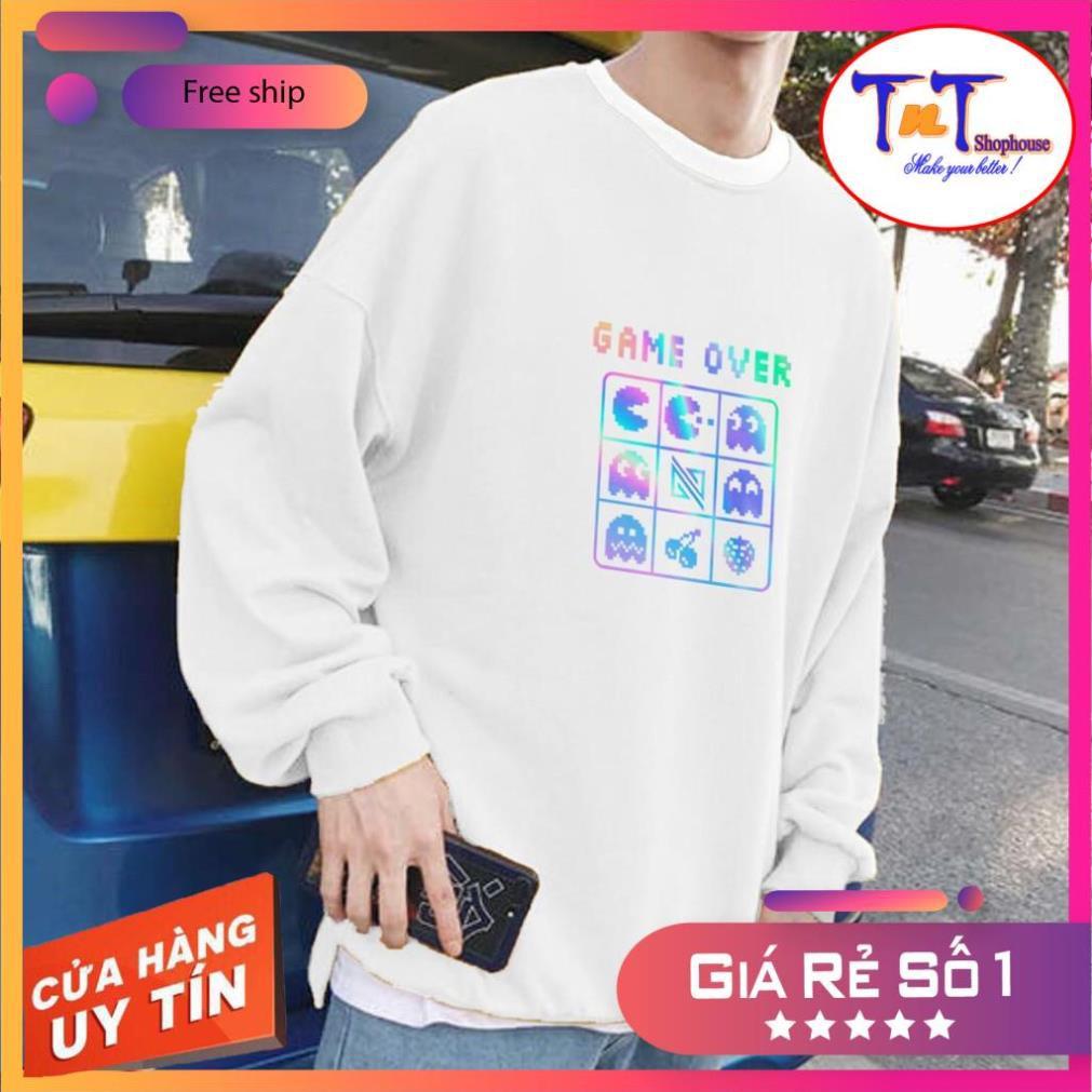 AS22 Áo Sweater Game Over Phản Quang Áo Nỉ Dài Tay Unisex Nam Nữ thời trang cao cấp sinh viên học sinh