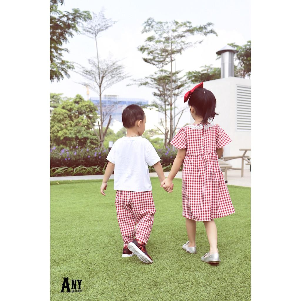 ĐẦM CARO ĐỎ PHỐI REN XINH XẮN CHO BÉ