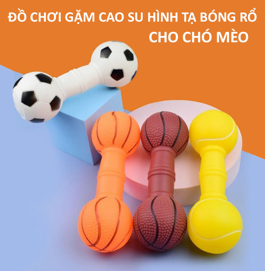 Đồ Chơi Gặm Cao Su Hình Quả Tạ Bóng Rổ Có Kèn Cho Chó Mèo